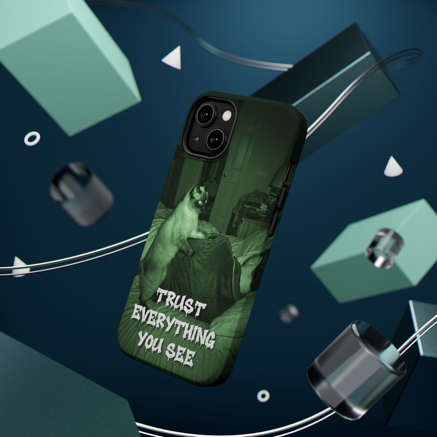 Phone Case 'Trust Everything You See' Green Dog Photo Magnetic Impact-Resistant Case