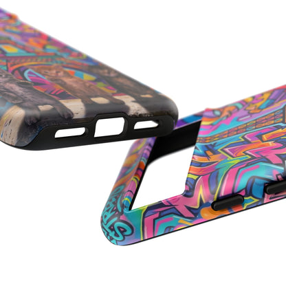 Cat Graffiti Eiffel Phone Case — Colorful Urban Parisian iPhone Cover