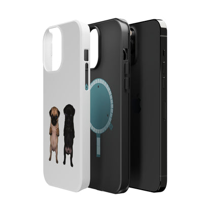 Cute Standing Pug Duo Magnetic Impact-Resistant Phone Case