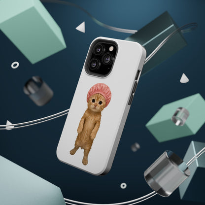 Cute Kitten in Shower Cap Magnetic Impact-Resistant Phone Case