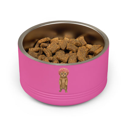 Cute Cat in Shower Cap Stainless Steel  Pet Bowl 18oz