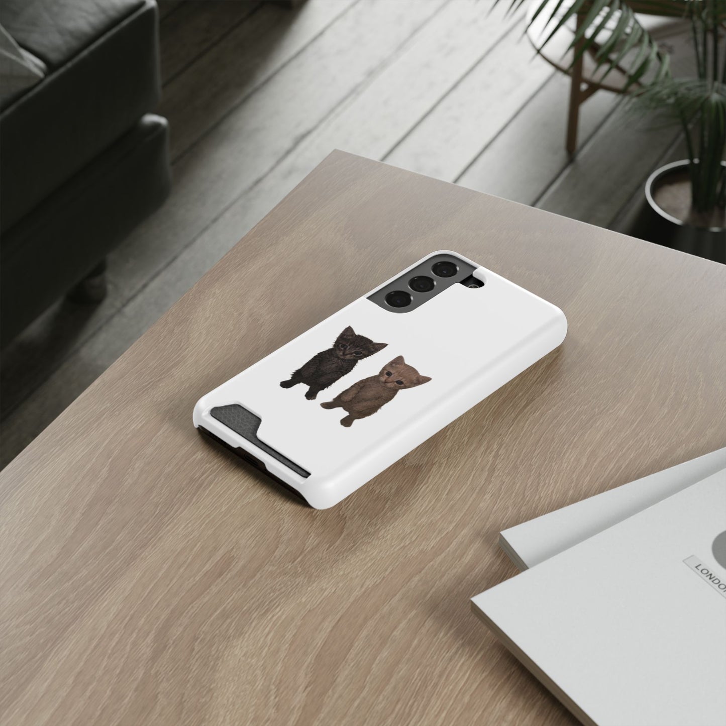 Cute Kitten Duo Phone Case with Card Holder