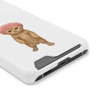 Cute Cat Shower Cap Phone Card Case