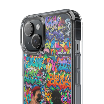 Clear Phone Case — Colorful Graffiti Pugs Design