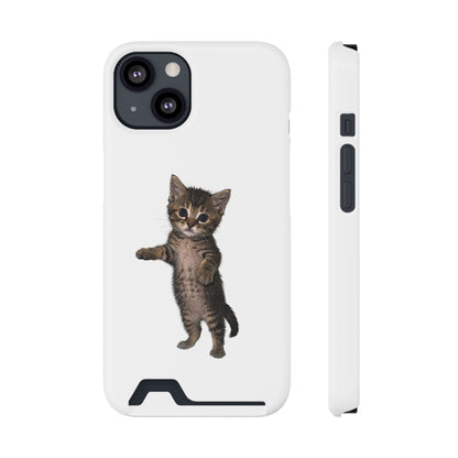 Cute Standing Kitten Phone Case with Card Holder