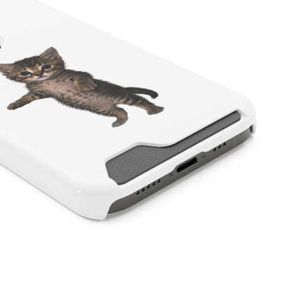 Cute Standing Kitten Phone Case with Card Holder