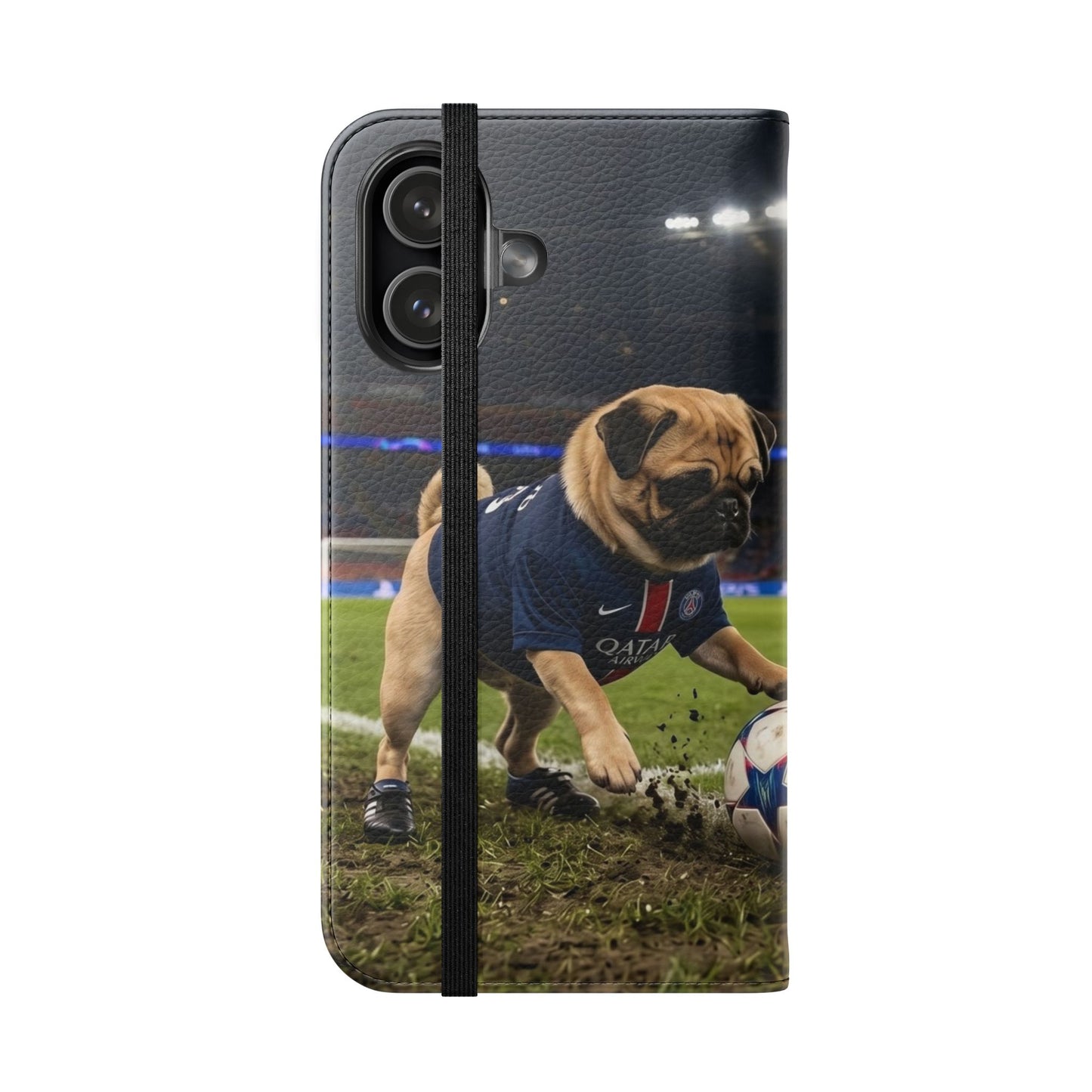 Flip Phone Case — Cute Soccer Pugs Design Wallet Cover