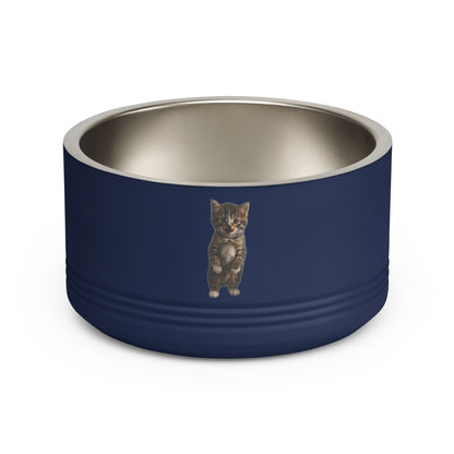 Cute Standing Kitten Stainless Steel Pet Bowl  18oz