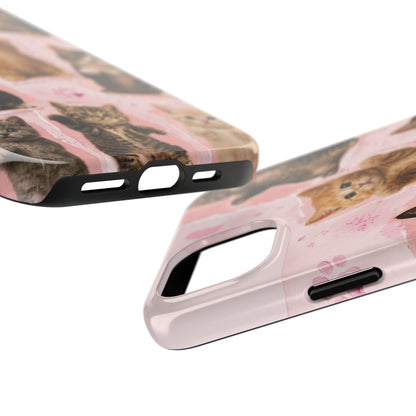 Cute Kittens Tough Phone Case — Pink Paw Print Protective Phone Cover