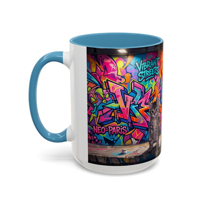 Street Kitties Graffiti Coffee Mug — Colorful Cat Art Accent Mug (11/15oz)