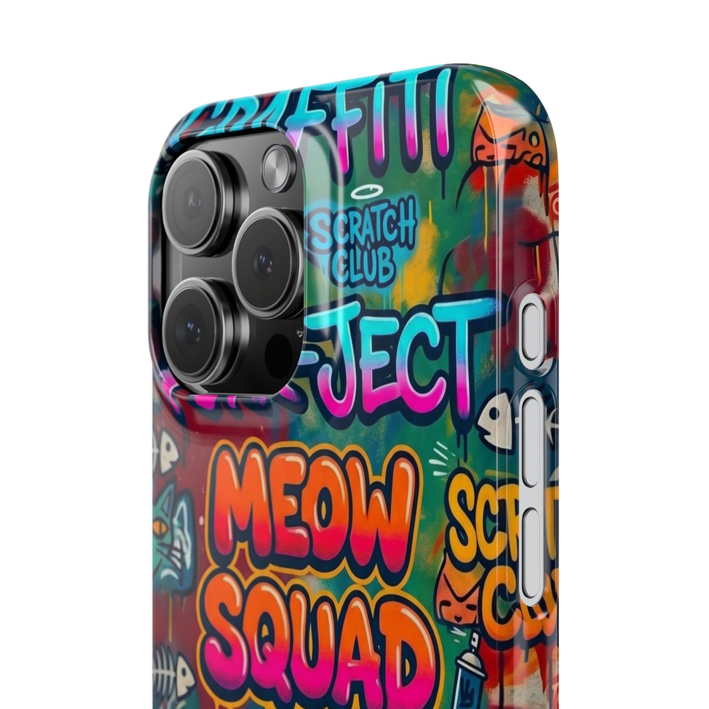 Meow Squad Graffiti Phone Case — Colorful Cat Crew Slim Case
