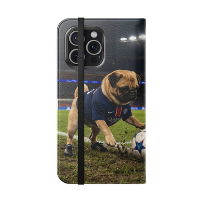 Flip Phone Case — Cute Soccer Pugs Design Wallet Cover