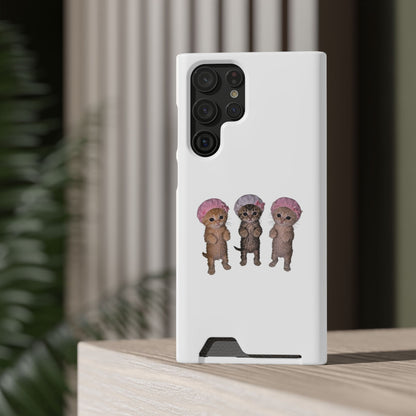 Cute Three Kittens Phone Case with Card Holder