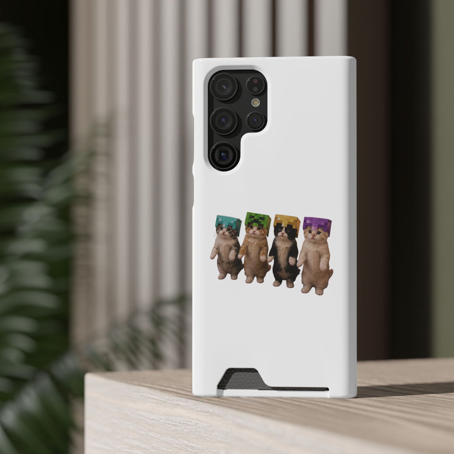 Minecraft Kittens Cat Phone Case with Card Holder