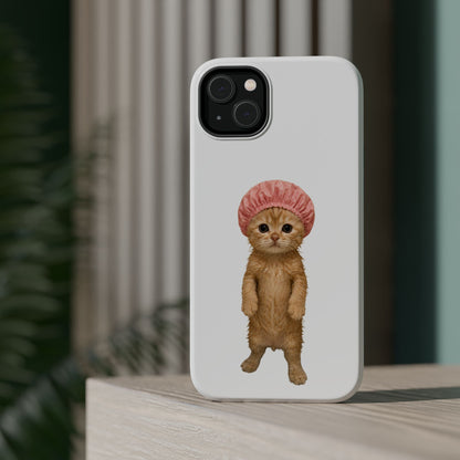 Cute Kitten in Shower Cap Magnetic Impact-Resistant Phone Case