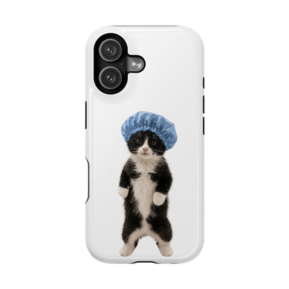 Cute Cat in Shower Cap Magnetic Impact-Resistant Phone Case