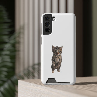 Cute Standing Kitten Phone Case with Card Holder
