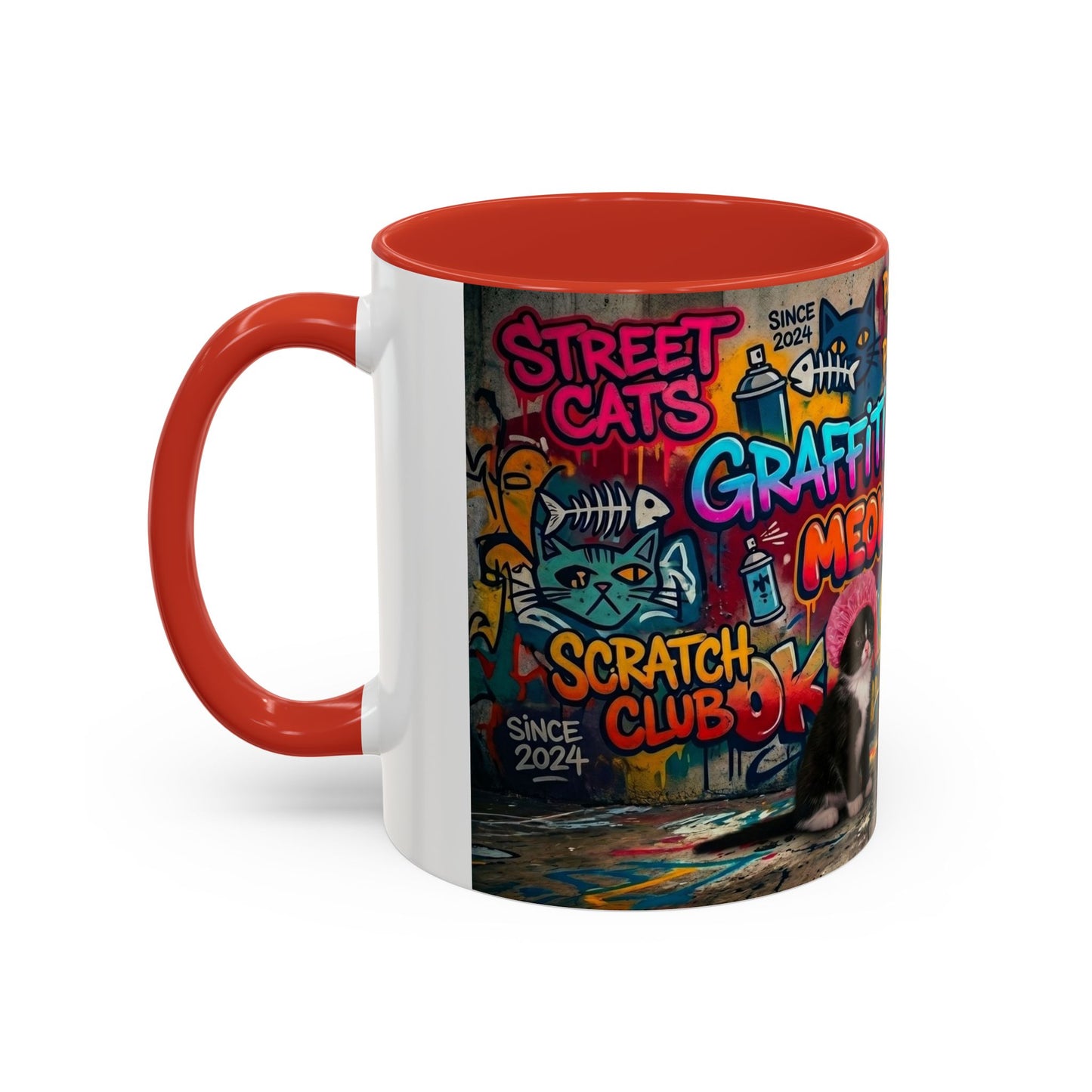 Graffiti Meow Squad Accent Coffee Mug — Cute Kittens ‘Purr-ject’ Street Art Design (11/15oz)