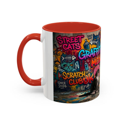 Graffiti Meow Squad Accent Coffee Mug — Cute Kittens ‘Purr-ject’ Street Art Design (11/15oz)