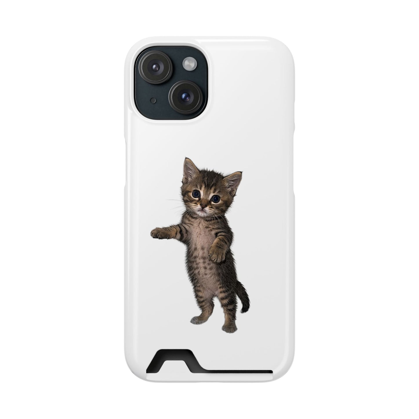 Cute Standing Kitten Phone Case with Card Holder