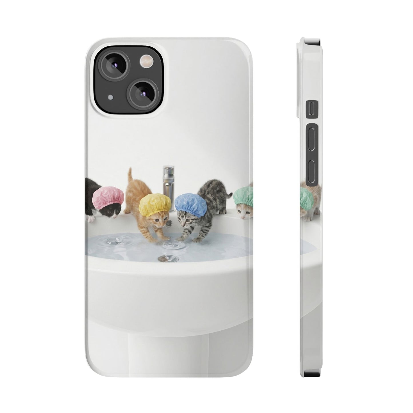 Slim Phone Case — Cute Kittens in Bathtub Design