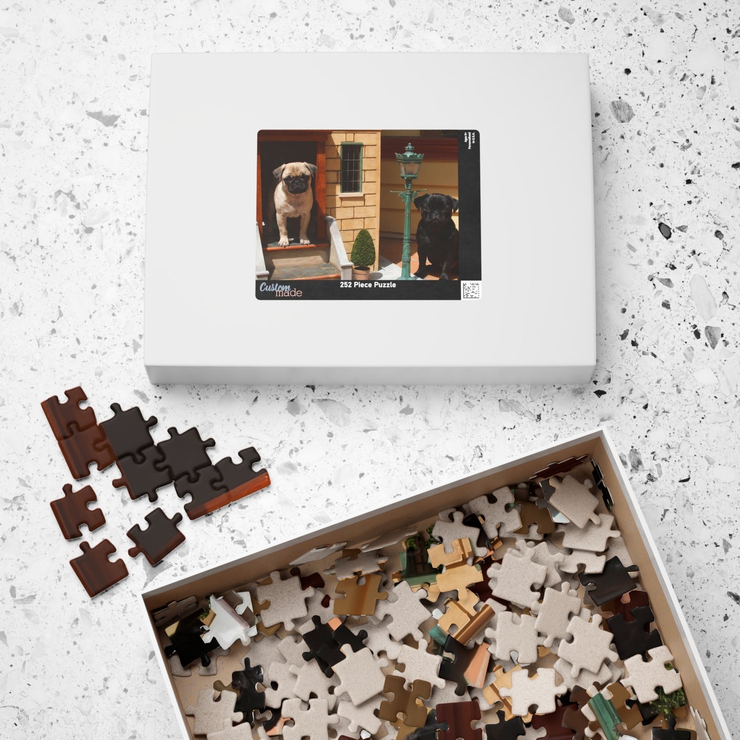 Pug Pair Photo Puzzle — 252/520/1014-Piece Jigsaw