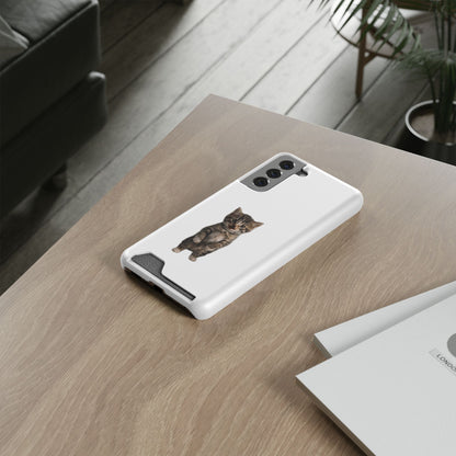 Cute Standing Kitten Phone Case with Card Holder