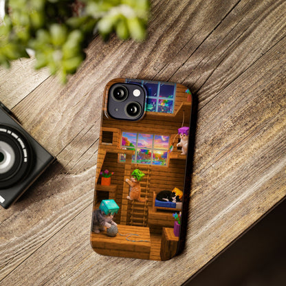 Minecraft Cozy Treehouse Slim Phone Case — Gamer Pixel Cabin Design