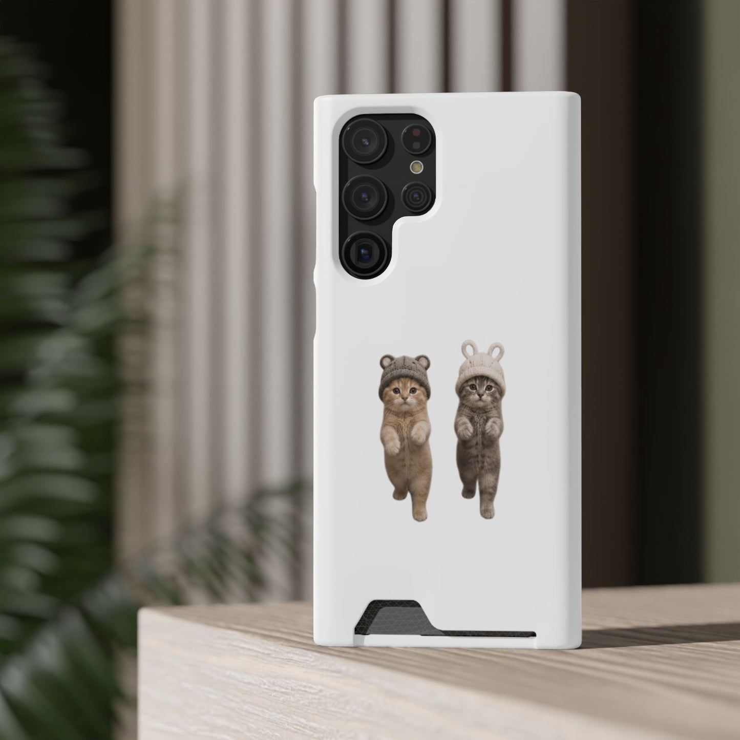 Kawaii Cats with Bear & Bunny  Cute Cat Duo Phone Card Case