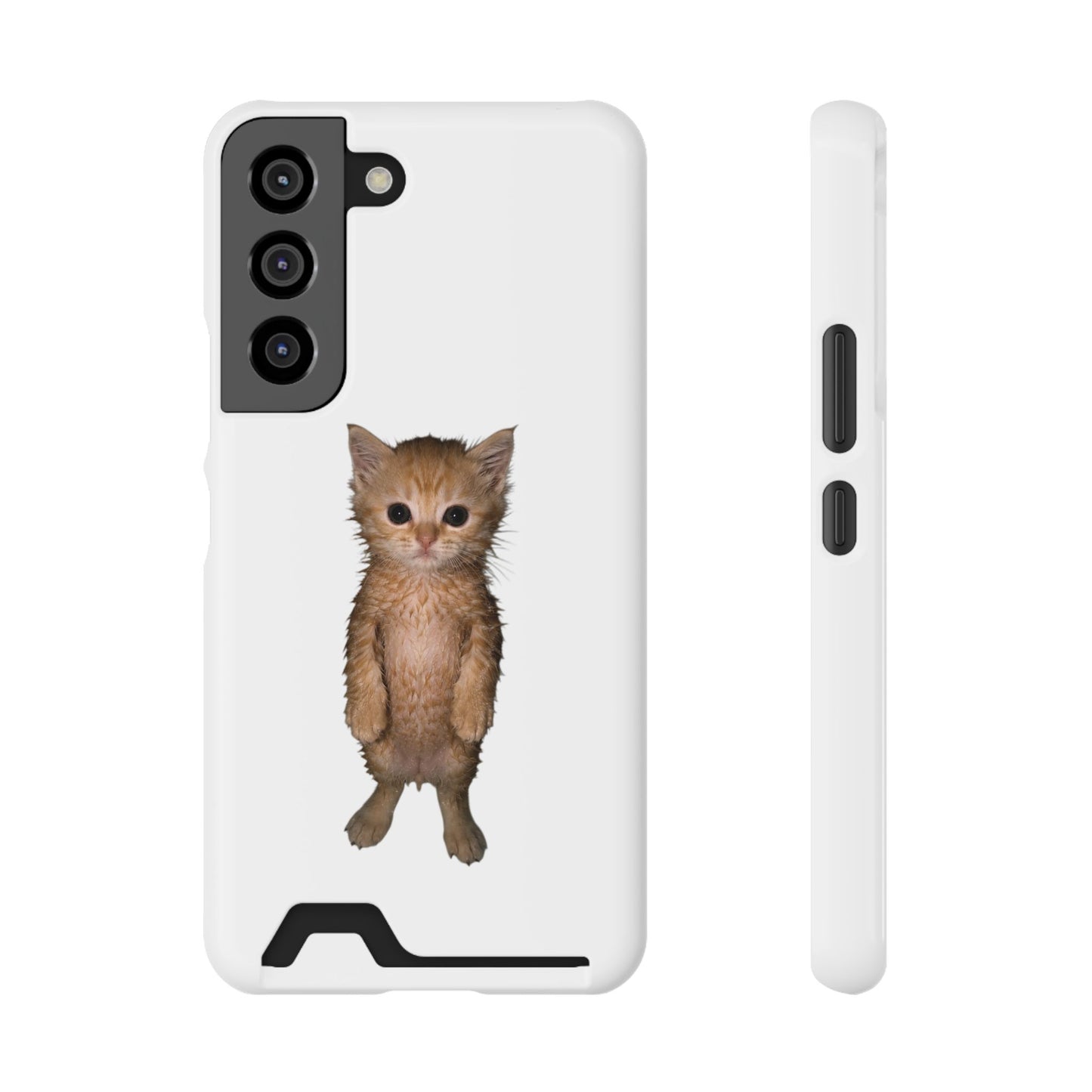 Cute Standing Kitten Phone Case with Card Holder