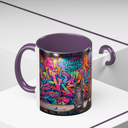 Street Kitties Graffiti Coffee Mug — Colorful Cat Art Accent Mug (11/15oz)