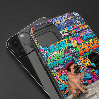 Clear Phone Case — Colorful Graffiti Pugs Design