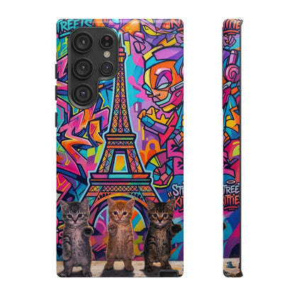 Cat Graffiti Eiffel Phone Case — Colorful Urban Parisian iPhone Cover