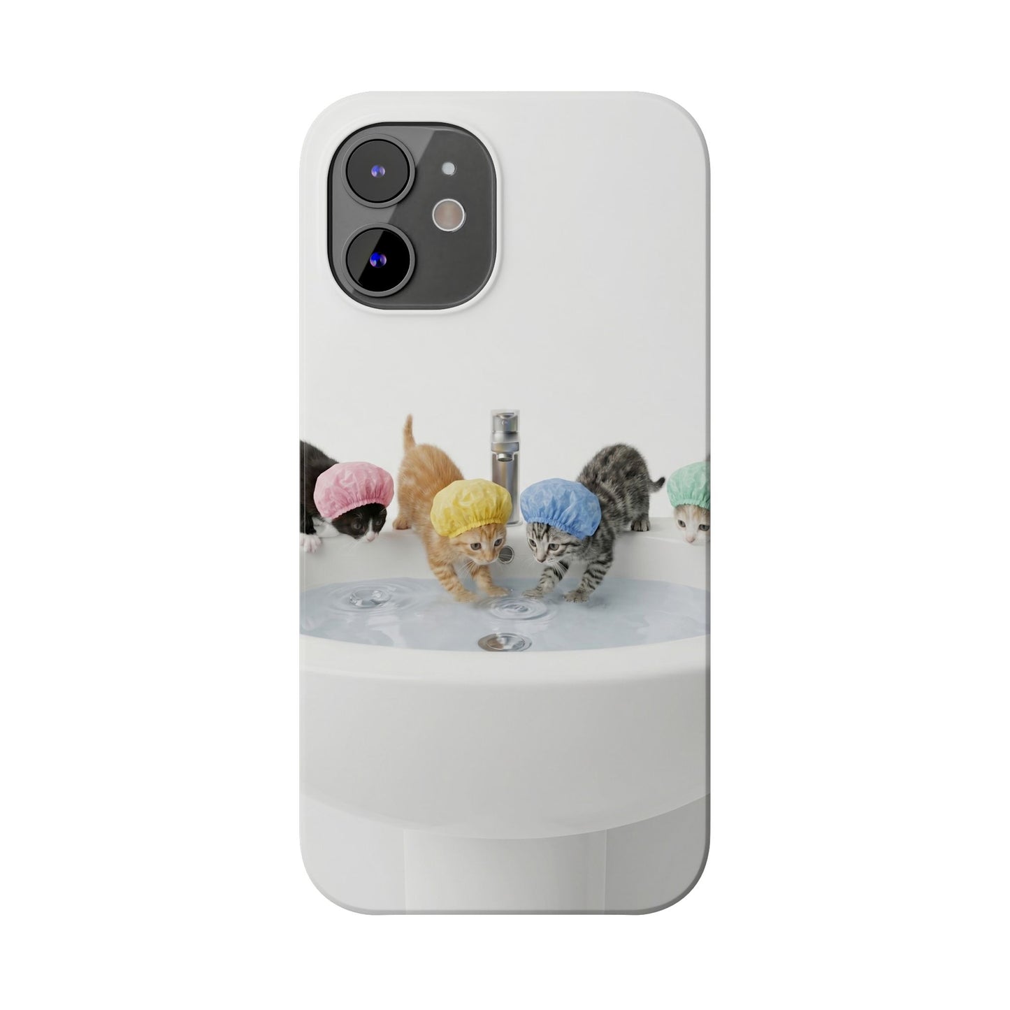 Slim Phone Case — Cute Kittens in Bathtub Design