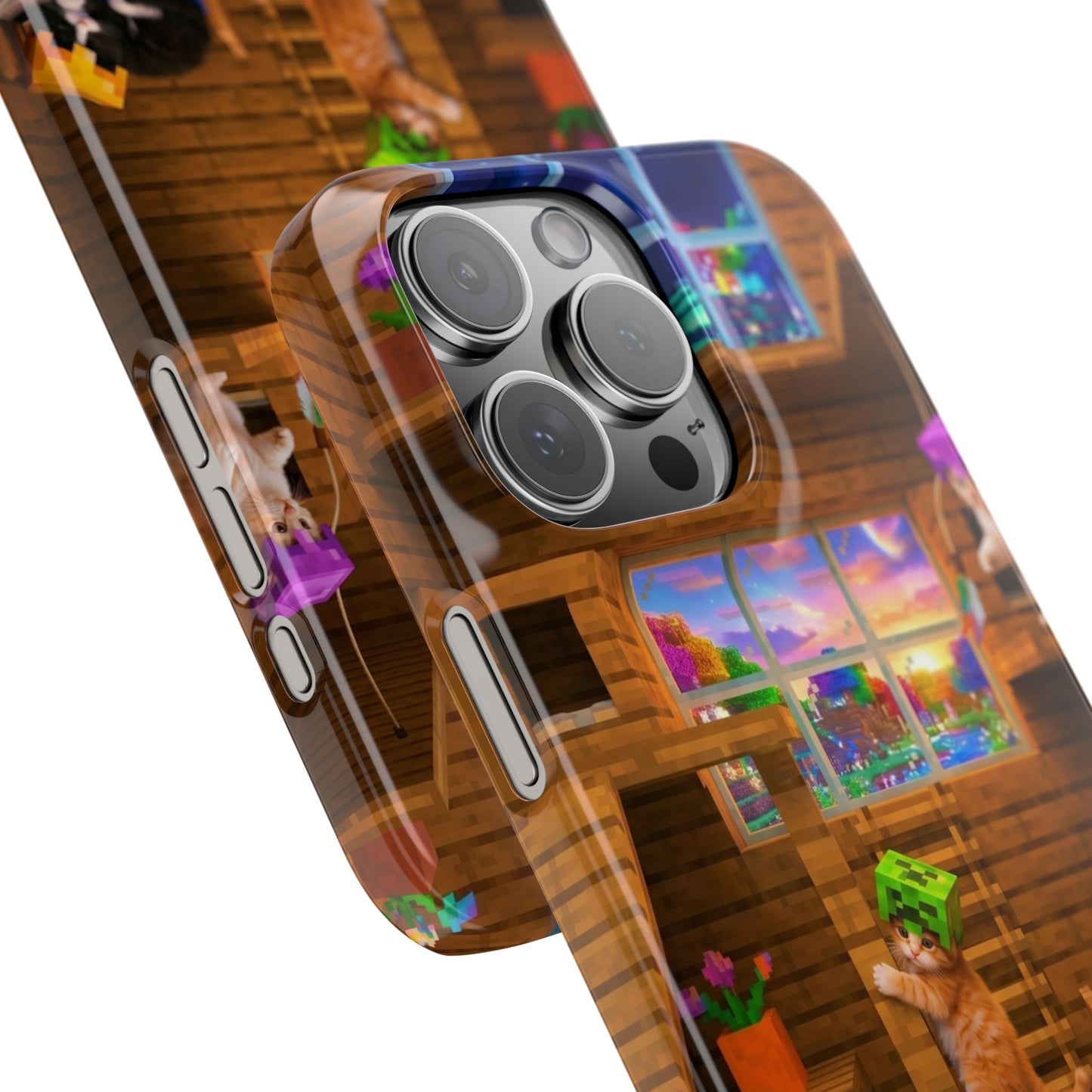 Minecraft Cozy Treehouse Slim Phone Case — Gamer Pixel Cabin Design