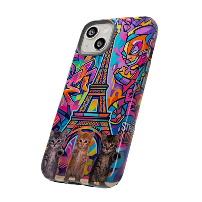 Cat Graffiti Eiffel Phone Case — Colorful Urban Parisian iPhone Cover
