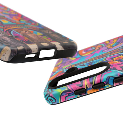 Cat Graffiti Eiffel Phone Case — Colorful Urban Parisian iPhone Cover