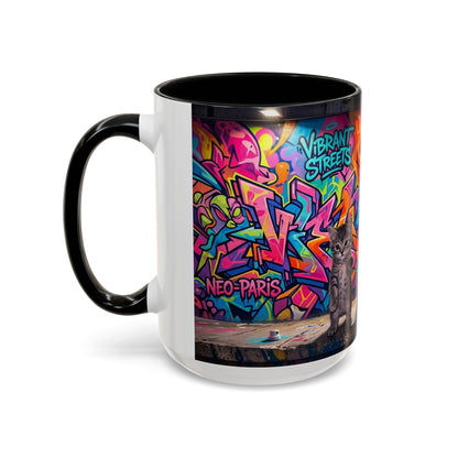 Street Kitties Graffiti Coffee Mug — Colorful Cat Art Accent Mug (11/15oz)