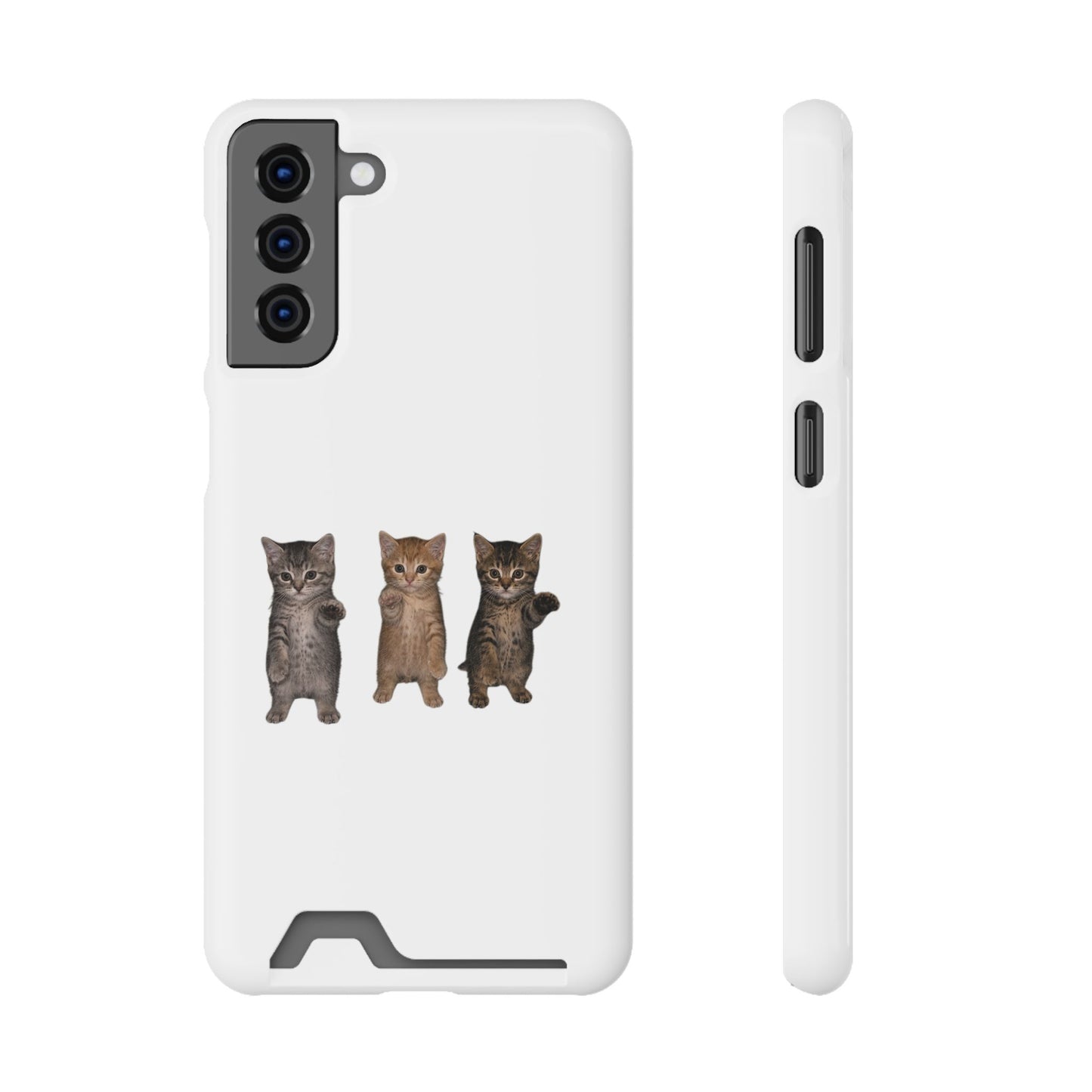 Cute Trio Kittens Phone Case with Card Holder