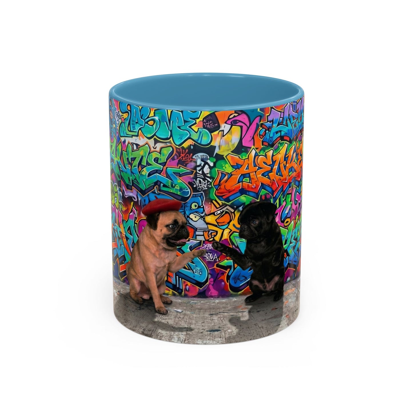 Graffiti Pug Coffee Mug — Colorful Street Art Accent Mug (11/15oz)