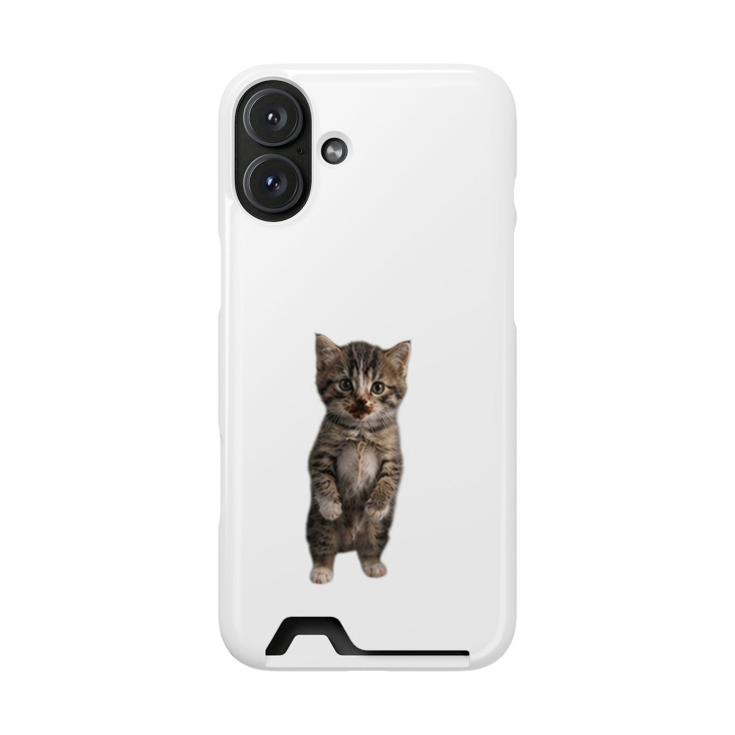Cute Standing Kitten Phone Case with Card Holder