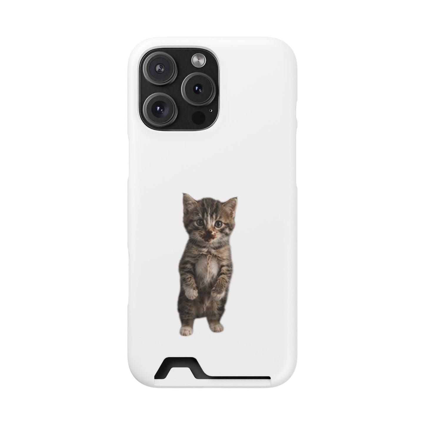 Cute Standing Kitten Phone Case with Card Holder