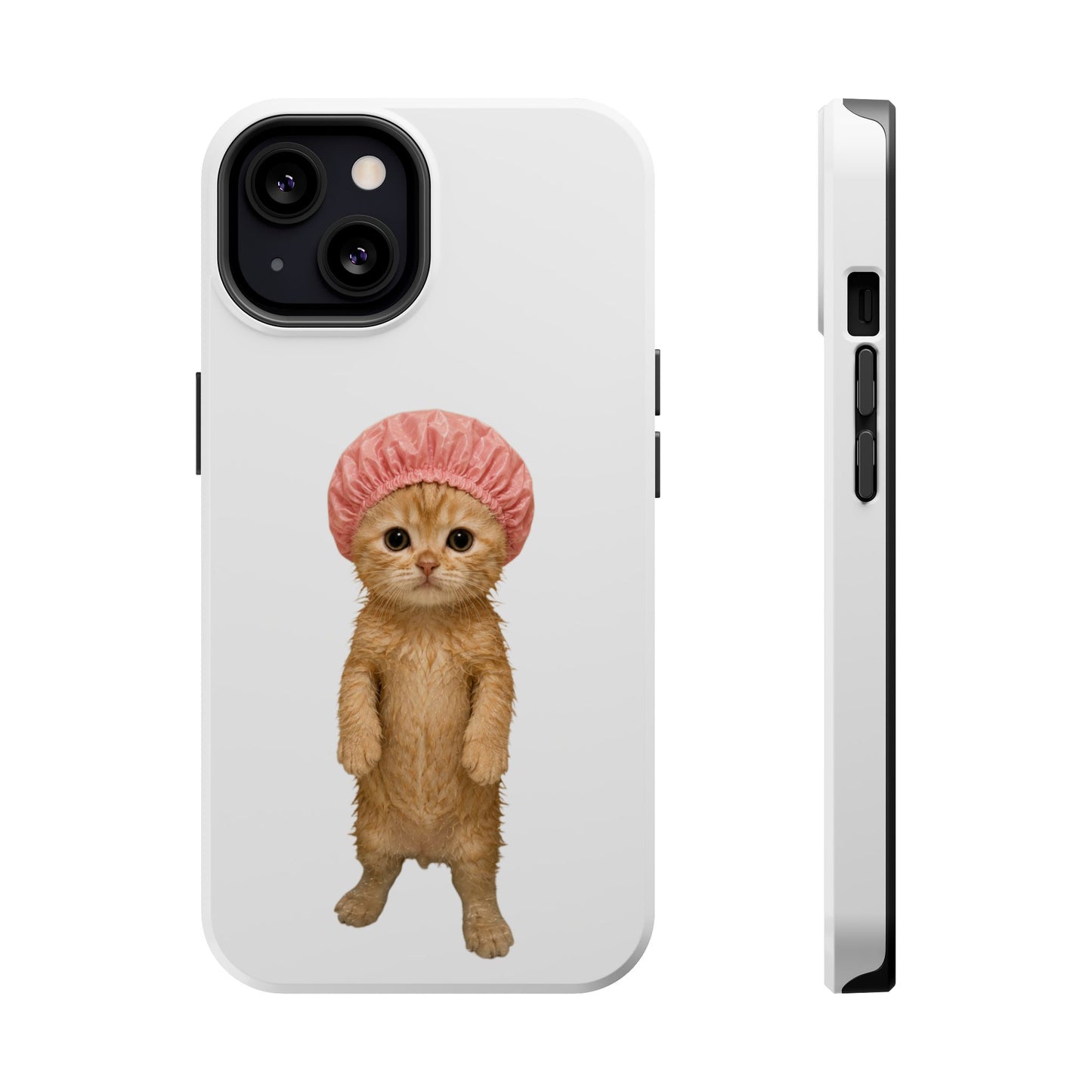 Cute Kitten in Shower Cap Magnetic Impact-Resistant Phone Case