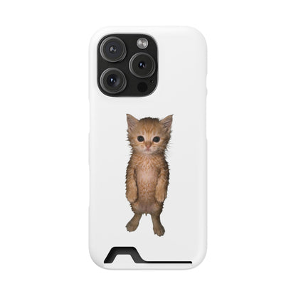 Cute Standing Kitten Phone Case with Card Holder