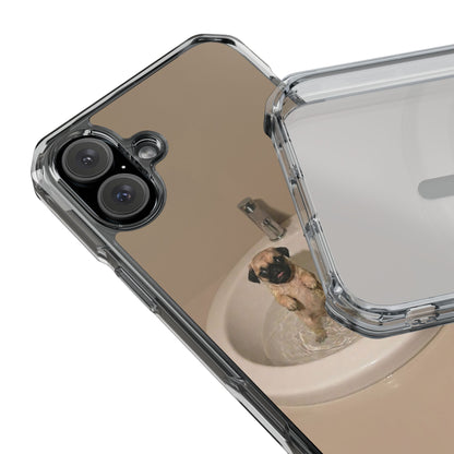 Clear Magnetic Phone Case – Cute Pups in Sink Photo Design