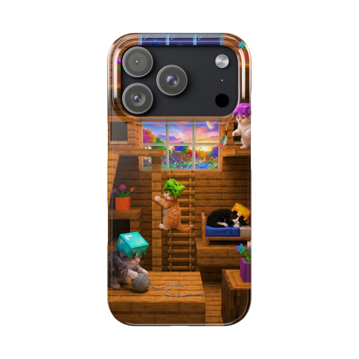 Minecraft Cozy Treehouse Slim Phone Case — Gamer Pixel Cabin Design