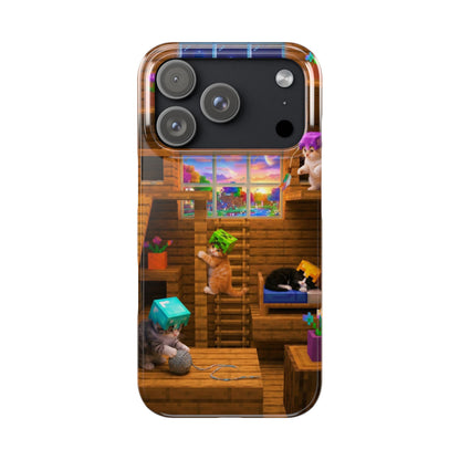 Minecraft Cozy Treehouse Slim Phone Case — Gamer Pixel Cabin Design