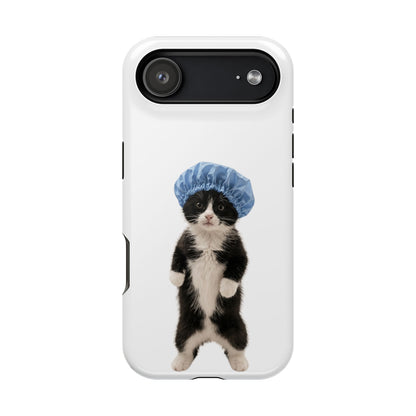 Cute Cat in Shower Cap Magnetic Impact-Resistant Phone Case