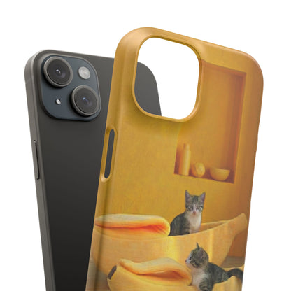 Cat Cozy Phone Case – Cute Kittens in Yellow Living Room Snap Case