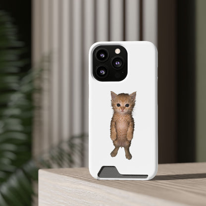 Cute Standing Kitten Phone Case with Card Holder